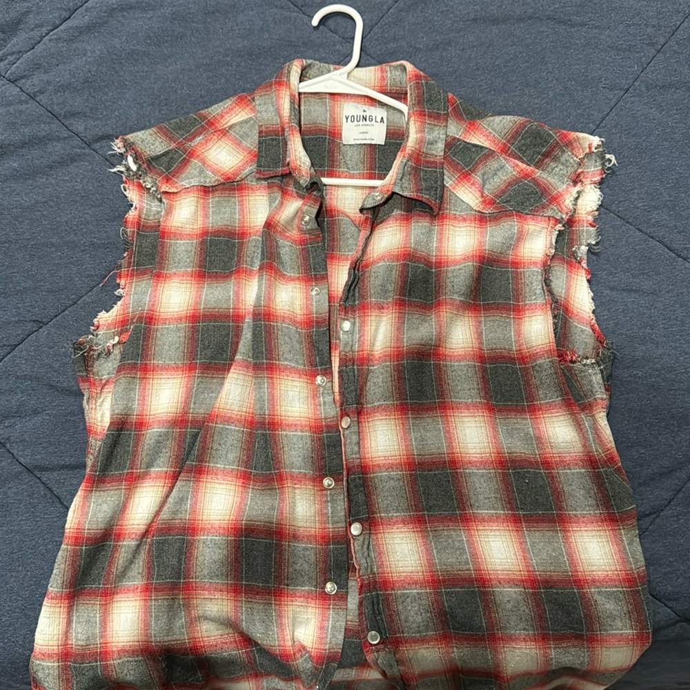 Men’s YoungLA Cutoff Flannel Shirt